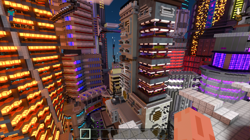 Minecraft RTX Neon District After
