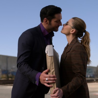 TOM ELLIS as LUCIFER MORNINGSTAR and LAUREN GERMAN as CHLOE DECKER in episode 513 of LUCIFER