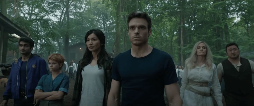 Marvel's Eternals - Gemma Chan as Sersi, Richard Madden as Ikaris, Kumail Nanjian as Kingo, Angelina Jolie as Thena, Don Lee (Ma Dong-seok) as Gilgamesh