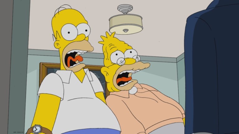 Homer and Abe Simpson in The Simpsons Season 32 Episode 21