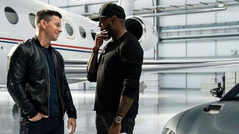 Mark Wahlberg and Antoine Fuqua on the Infinite set.