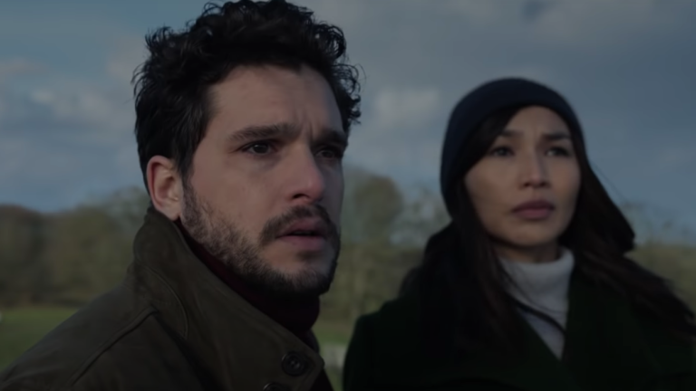 Kit Harington as Dane Whitman/The Black Knight and Gemma Chan as Sersi in Marvel's Eternals