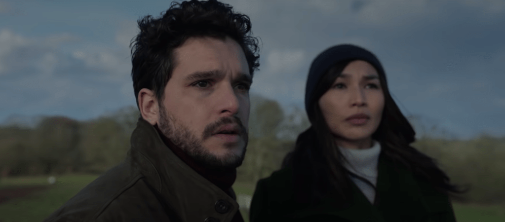 Kit Harington as the Black Knight and Gemma Chan as Sersi in Marvel's Eternals