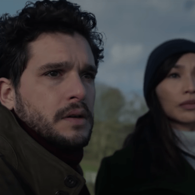 Kit Harington as the Black Knight and Gemma Chan as Sersi in Marvel's Eternals