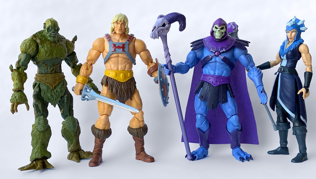 Masters of the Universe: Revelation Moss Man, He-Man, Skeletor and Evil-Lyn figures.