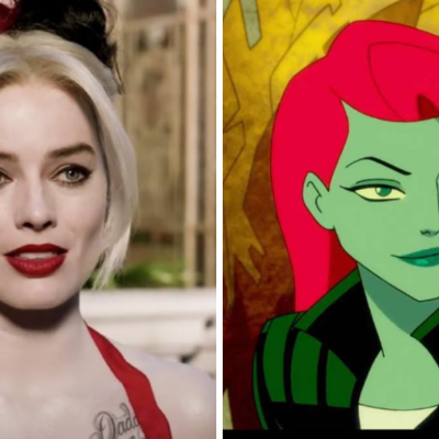 Margot Robbie as Harley Quinn and Poison Ivy from the Harley Quinn Animated Series