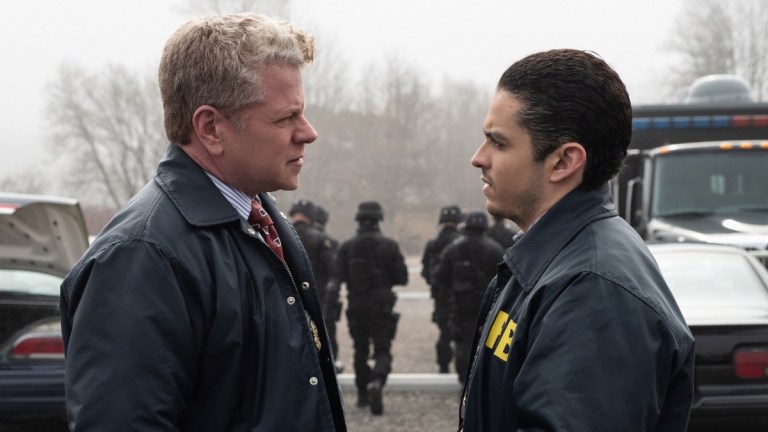 Paul Krendler (Michael Cudlitz) and Tomas Esquivel (Lucca De Oliveira) in Clarice Episode 13