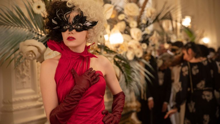 Emma Stone as Cruella in mask