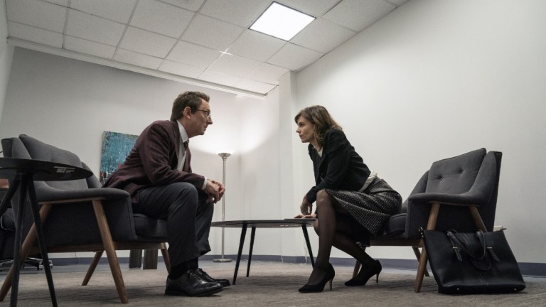 Leland Townsend (Michael Emerson) and Kristen Bouchard (Katja Herbers) in Evil season 2