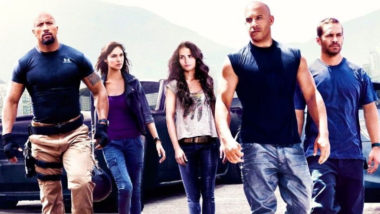 Vin Diesel, Dwayne Johnson and Gal Gadot in Fast Five