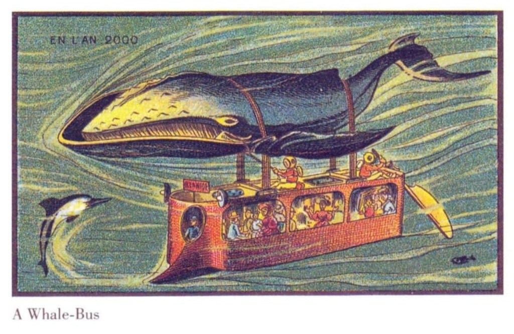 retrofuturism image whale bus