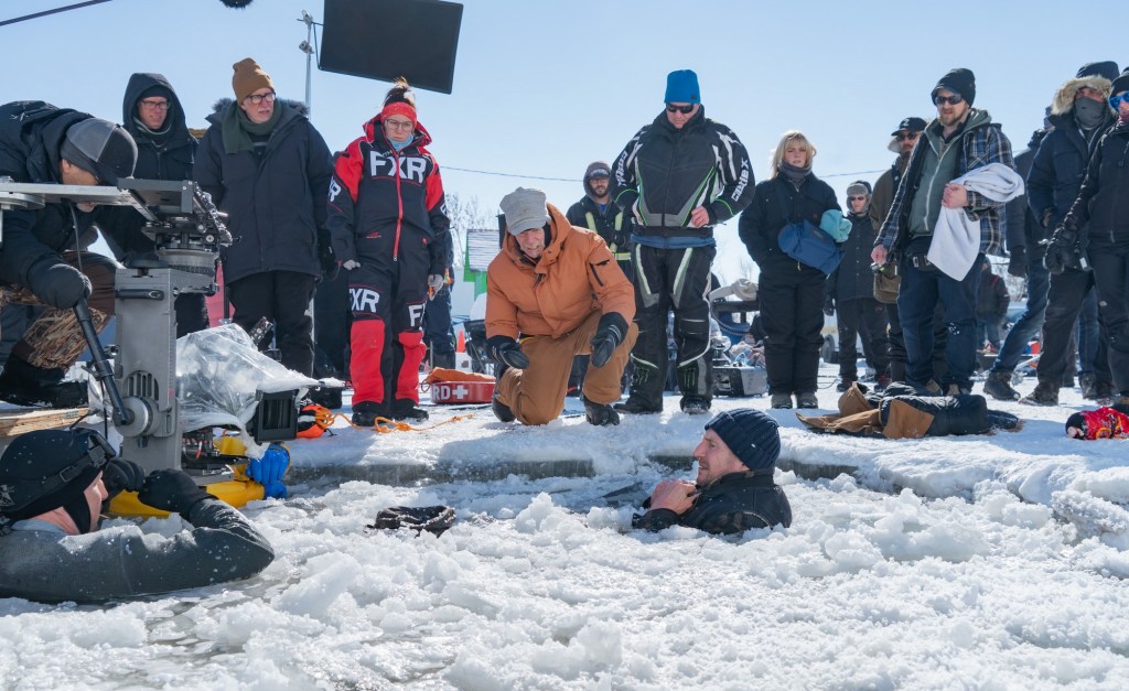 Liam Neeson in the drink in The Ice Road