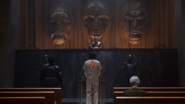 Judge Renslayer (Gugu Mbatha-Raw), Hunter B-15 (Wunmi Mosaku), Loki (Tom Hiddleston) and Mobius (Owen Wilson) in Marvel Studios' LOKI