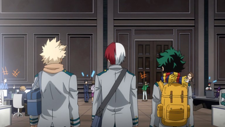 Midoriya, Bakugo, and Shoto in My Hero Academia