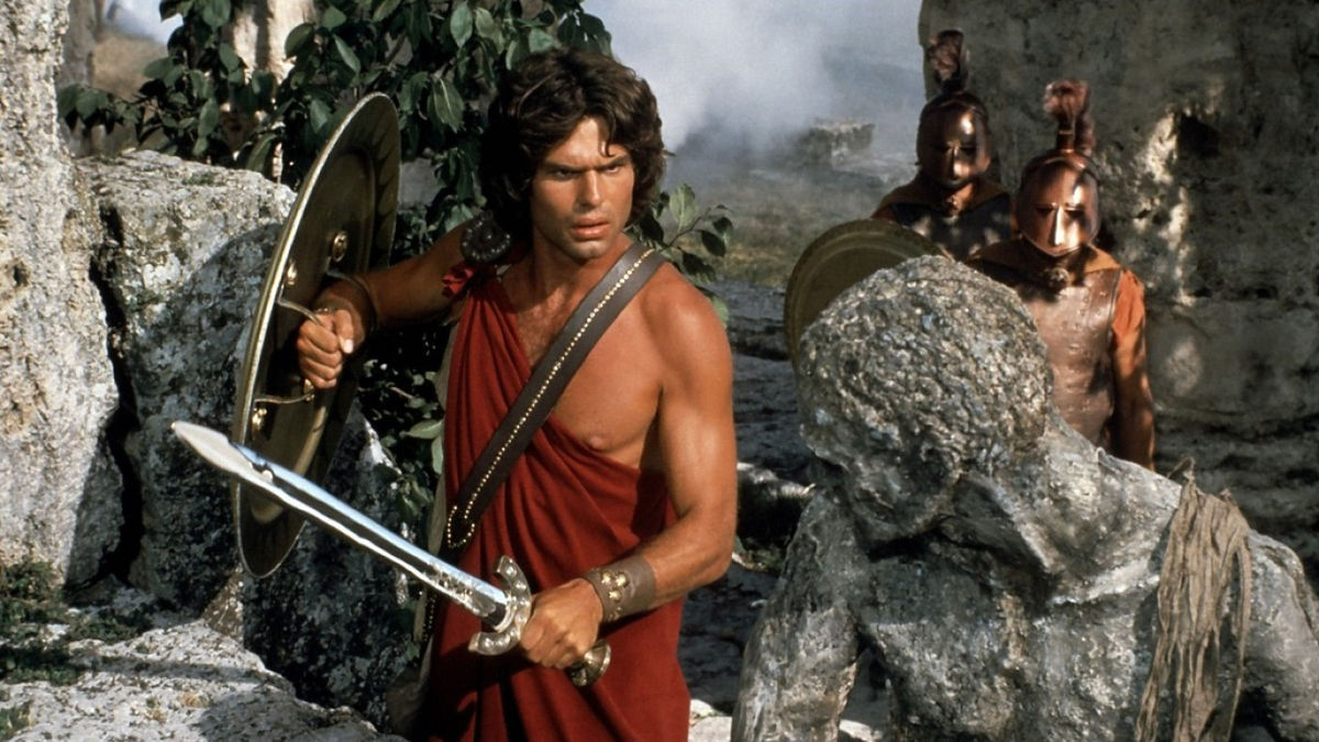 Dioskilos attacks Perseus and his men in Clash of the Titans (1981