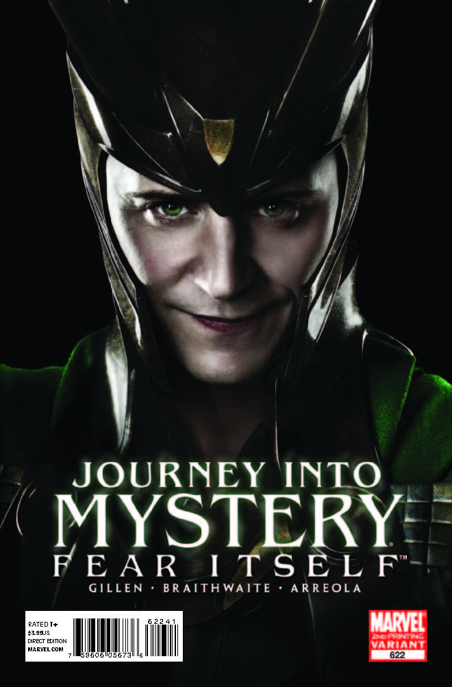 Tom Hiddleston as Loki on variant cover for Journey Into Mystery #622