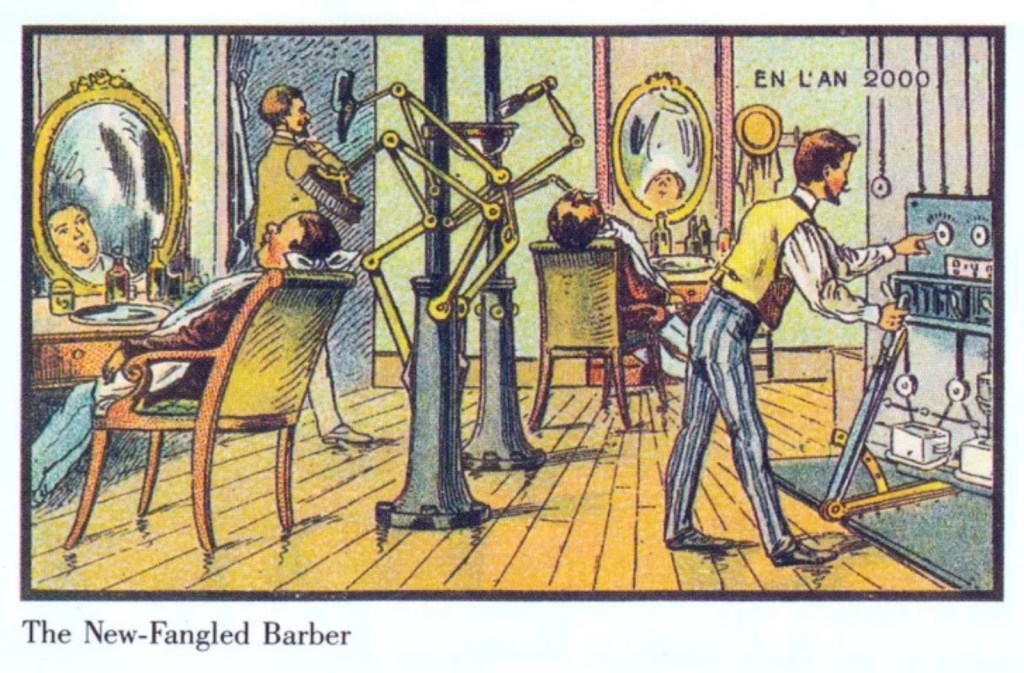 retrofuturism image automated barber