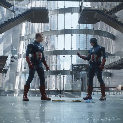 Captain America meets Captain American in Avengers: Endgame.