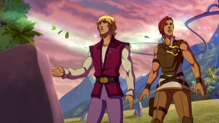 Prince Adam (Chris Wood) and Teela (Sarah Michelle Gellar) in Masters of the Universe: Revelation