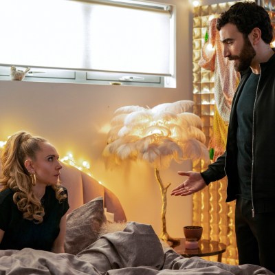 Roy Kent (Brett Goldstein) and Keeley Jones (Juno Temple) in Ted Lasso season 2 episode 2