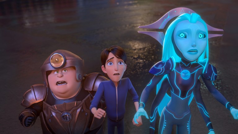 Trollhunters: Rise Of The Titans - (L-R) Toby (voiced by Charlie Saxton), Jim (voiced by Emile Hirsch) and Aja (voiced by Tatiana Maslany)