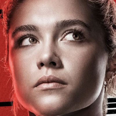 A close-up of Florence Pugh's face as Yelena in Black Widow