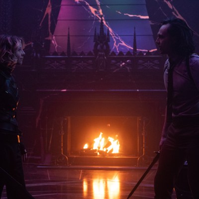 Sylvie (Sophia Di Martino) and Loki (Tom Hiddleston) in Marvel's Loki episode 6