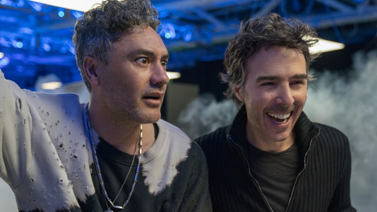 Taika Waititi and Shawn Levy on the set of Free Guy