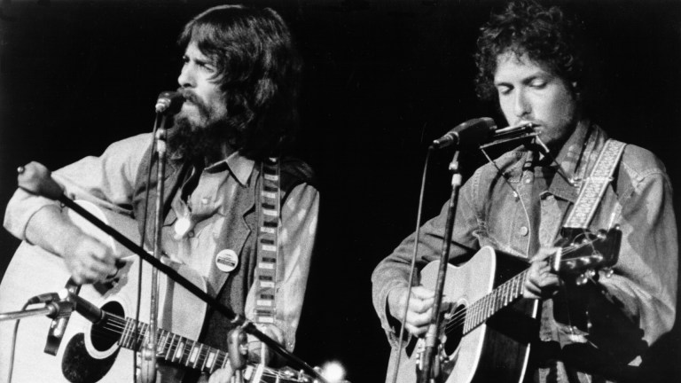 George Harrison and Bob Dylan at The Concert for Bangladesh