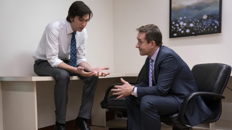 Cousin Greg (Nicholas Braun) and Tom Wambsgans (Matthew Macfadyen) in Succession season 2