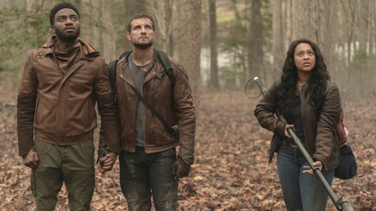 Will (Jelani Alladin), Felix (Nico Tortorella), and Iris (Aliyah Royale) in The Walking Dead: World Beyond