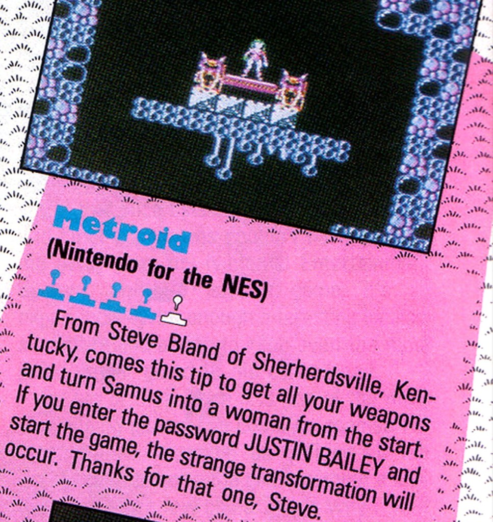 Metroid NES Justin Bailey cheat code video games and computer entertainment
