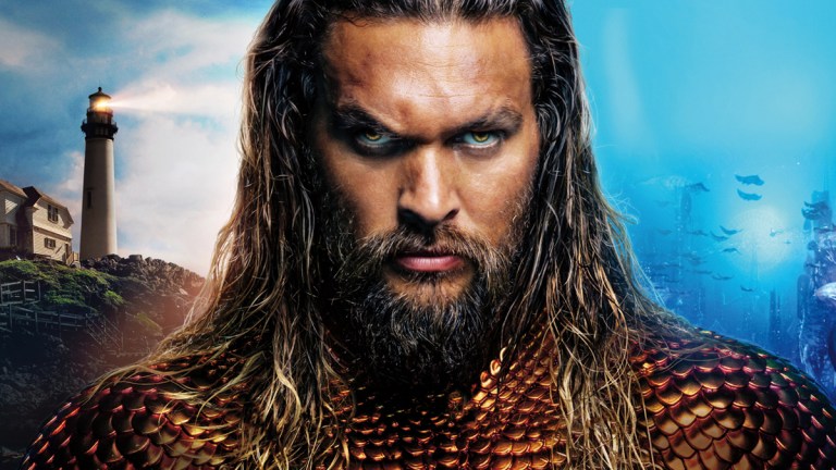 Jason Momoa; Aquaman poster.