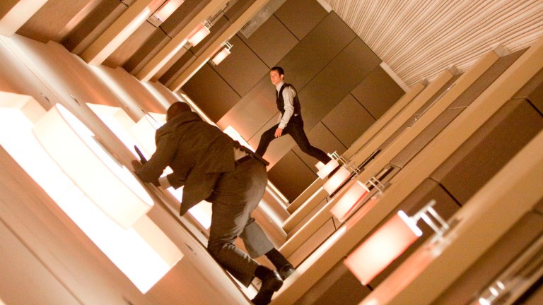 Joseph Gordon-Levitt in the corridor in Inception