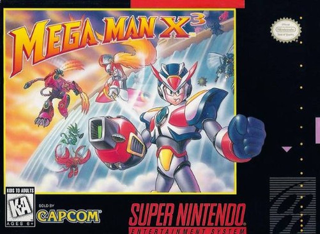 Mega Man X3 SNES box art