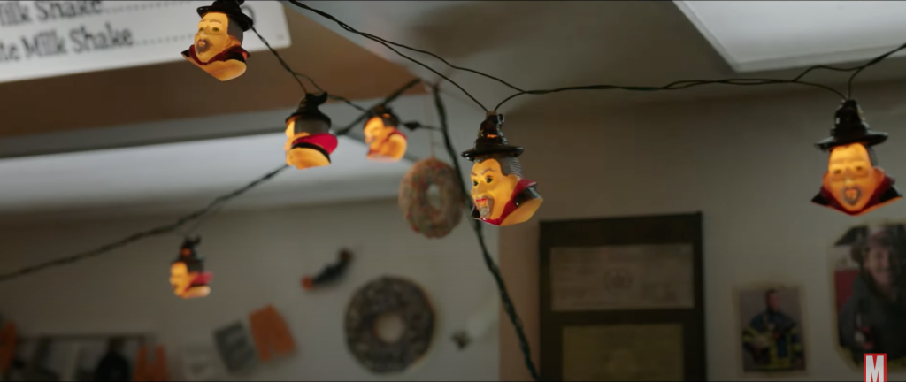 Halloween decorations in the Spider-Man: No Way Home trailer
