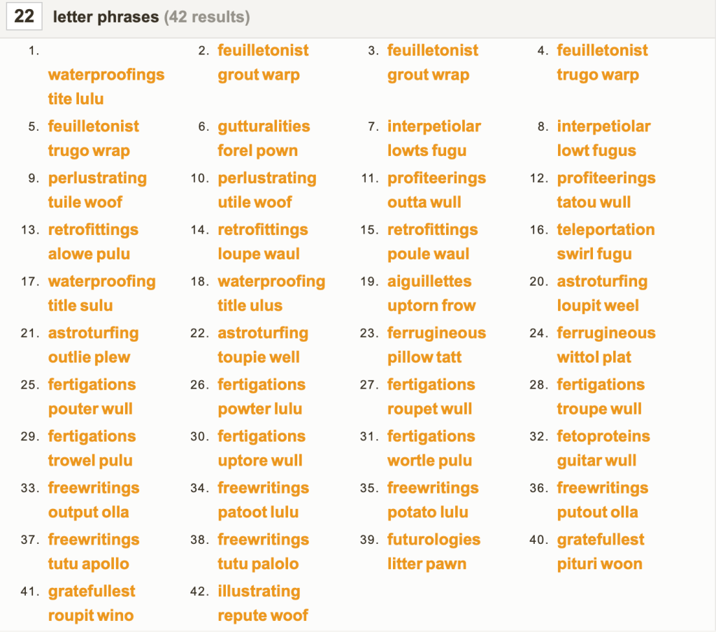 22 letter phrases