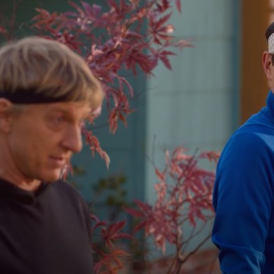 Johnny Lawrence (William Zabka) and Daniel LaRusso (Ralph Macchio) in Cobra Kai season 4