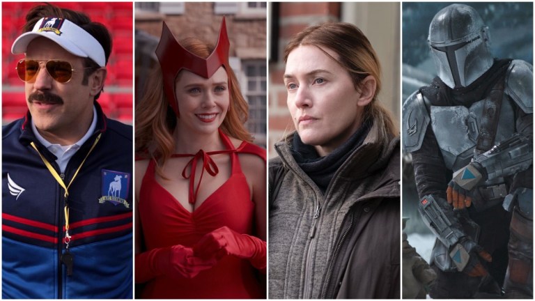 Ted Lasso (Jason Sudeikis), Wanda Maximoff (Elizabeth Olsen), Mare Sheehan (Kate Winslet), The Mandalorian (Pedro Pascal)