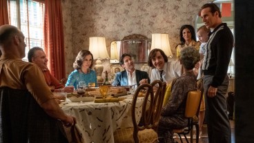 COREY STOLL as Junior Soprano, unnamed extra, VERA FARMIGA as Livia Soprano, JON BERNTHAL as Johnny Soprano, MICHAEL GANDOLFINI as Teenage Tony Soprano, GABRIELLA PIAZZA as Joanne Moltisanti and ALESSANDRO NIVOLA as Dickie Moltisanti in New Line Cinema and Home Box Office’s mob drama “THE MANY SAINTS OF NEWARK,” a Warner Bros. Pictures release.