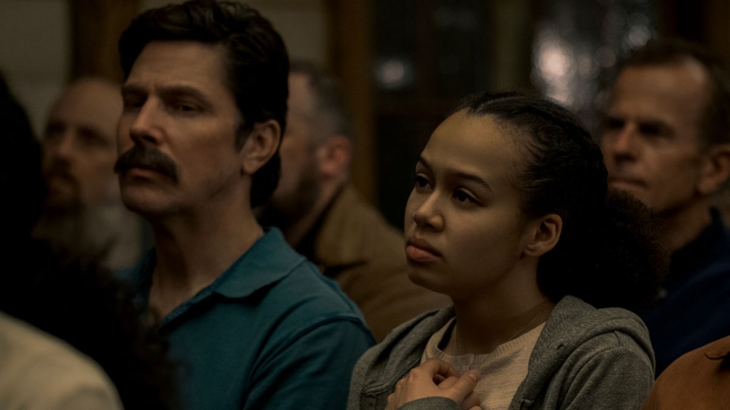 Midnight Mass Annarah Cymone as Lizza and Michael Trucco as the Mayor