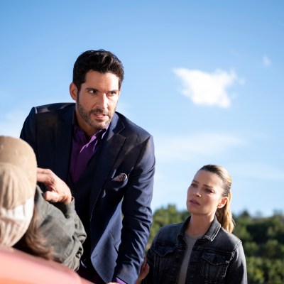 Lucifer and Chloe interrogate a suspect during the search for Mira's mother.