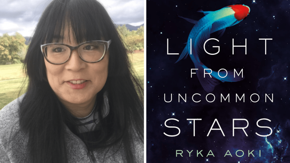 Author Ryka Aoki and the book cover for Light From Uncommon Stars