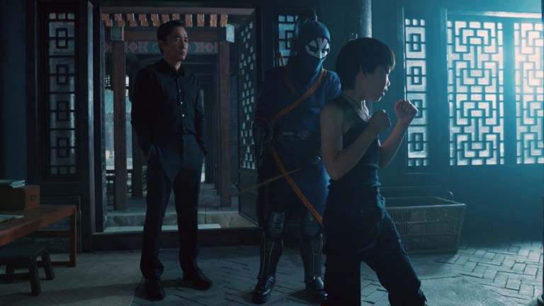 Tony Leung as Wenwu, Andy Le as Death Dealer and Jayden Tianyi Zhang in Shang-Chi