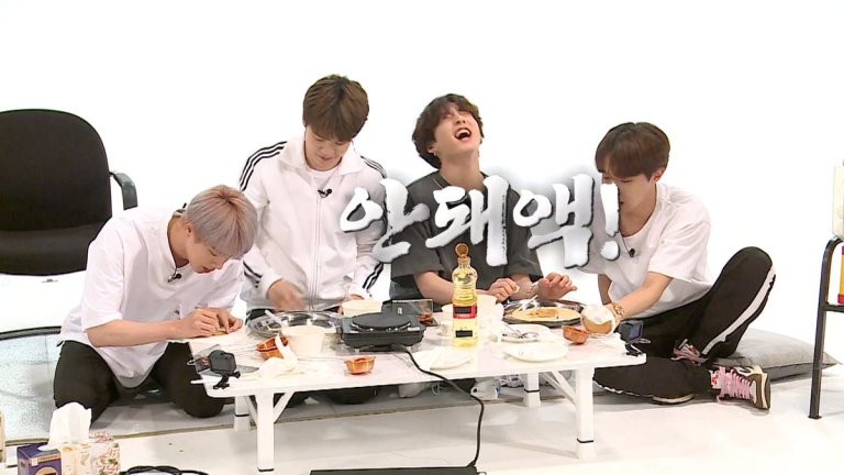 Four members of BTS attempt to make dalgona on Run BTS