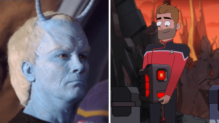 Jeffrey Combs as an Andorian on Star Trek: Enterprise, and as an evil computer on Lower Decks