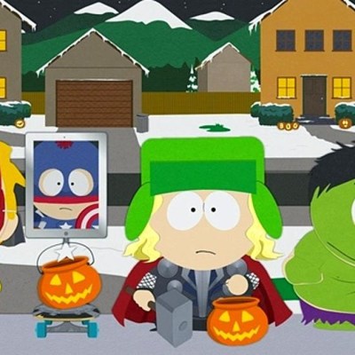 The South Park kids dresses as Avengers for Halloween.