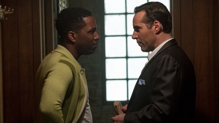 LESLIE ODOM, JR. as Harold McBrayer and ALESSANDRO NIVOLA as Dickie Moltisanti in New Line Cinema and Home Box Office’s mob drama “THE MANY SAINTS OF NEWARK,” a Warner Bros. Pictures release.