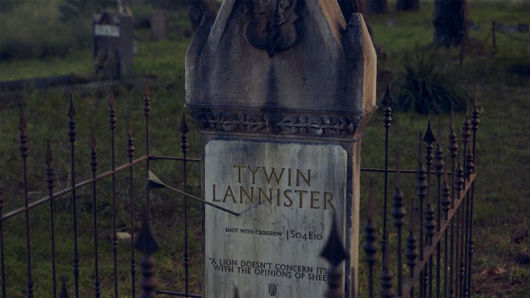 Tywin Lannister Grave of Thrones campaign copyright DDA Foxtel The Glue Society