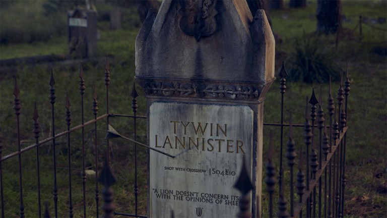 Tywin Lannister Grave of Thrones campaign copyright DDA Foxtel The Glue Society